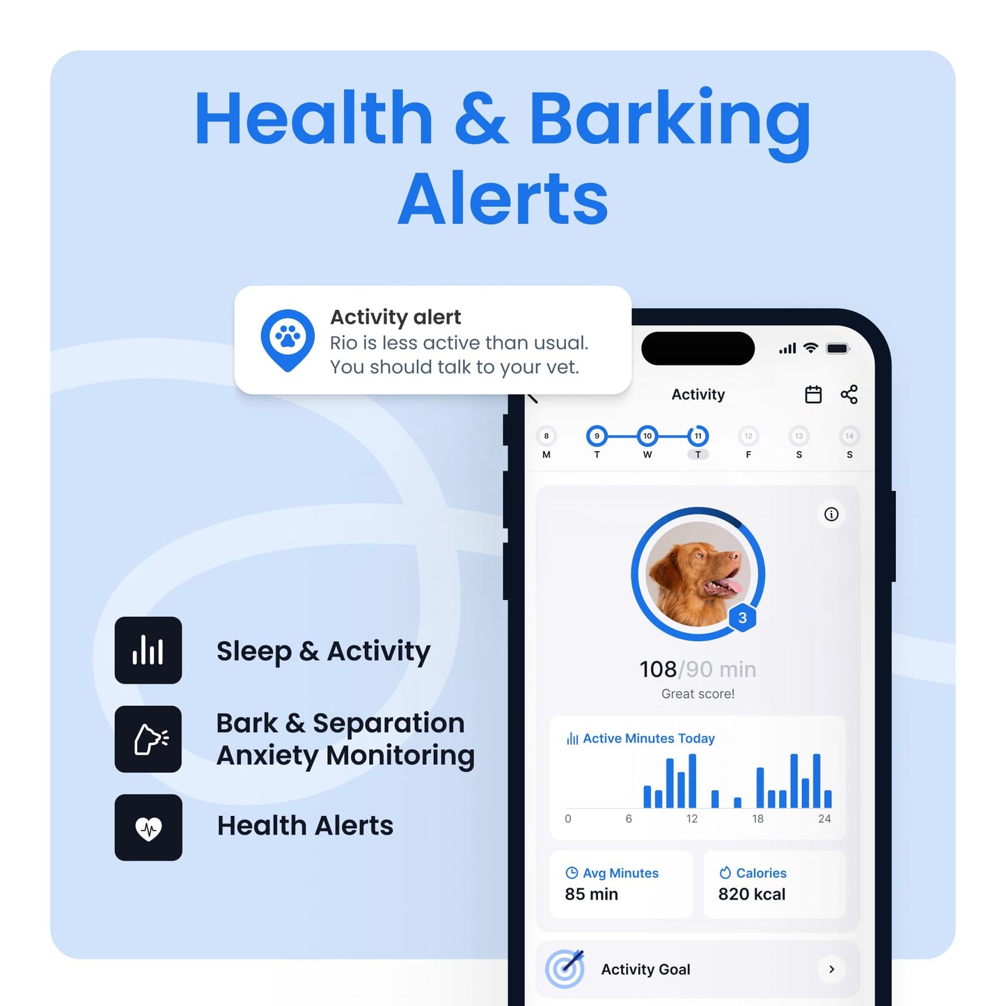 Tractive Smart Dog GPS Tracker | Live Pet Tracker with Virtual Fence | Vital Signs Monitoring of Heart & Respiratory Rate | Bark Monitoring | Dog Collar Attachment (Bundle of 2, Black & Brown)