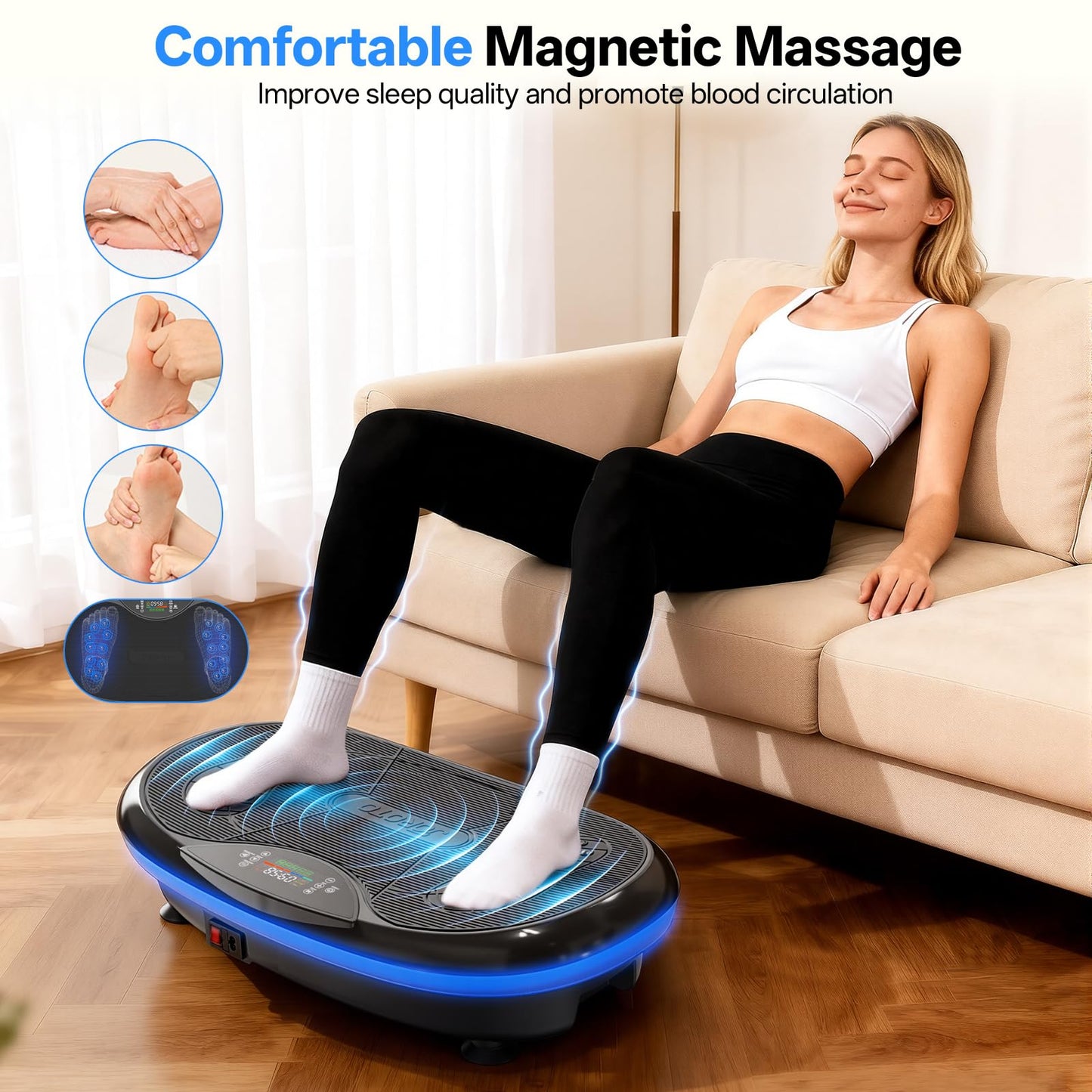 JOROTO 4D Vibration Plate Exercise Machine, 3-Motor App-Controlled High-Intensity Adjustable Speed Vibration Plate for Weight Loss & Lymphatic Drainage, Whole Body Shaker Workout Equipment for Women