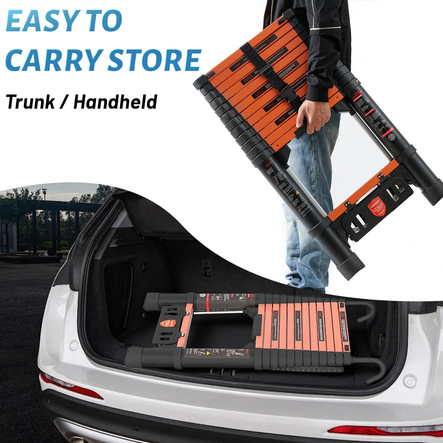 Telescoping Ladder, 12.5FT Extension Ladder，One-Step Collapsible, Aluminum Ladder for RV Home Outdoor, 330lbs Max Capacity
