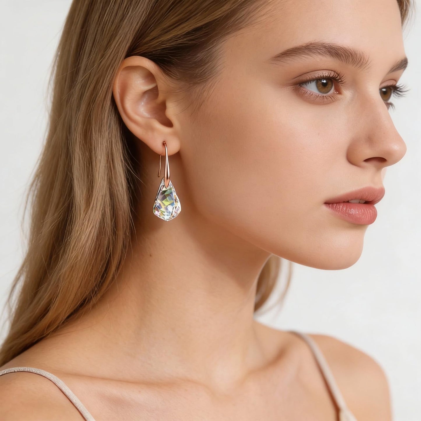 2Pcs Quartz Stone Earrings for Women Crystal Sparkling Dangle Earring Trendy Jewelry Birthday Gifts for Women