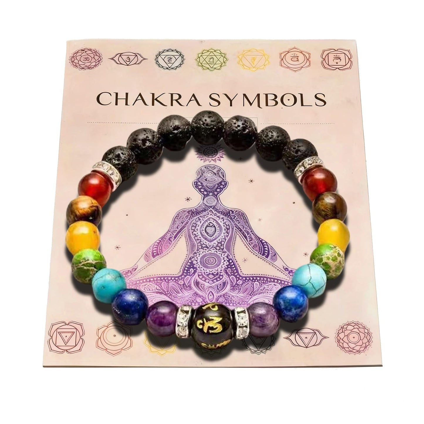 IQPDYV Chakra Bracelet for Women Natural Stone Healing Crystal Bracelet Crystal Anxiety Relief Bracelets for Meditation Relaxation Inspirational Jewelry Gift (A.)
