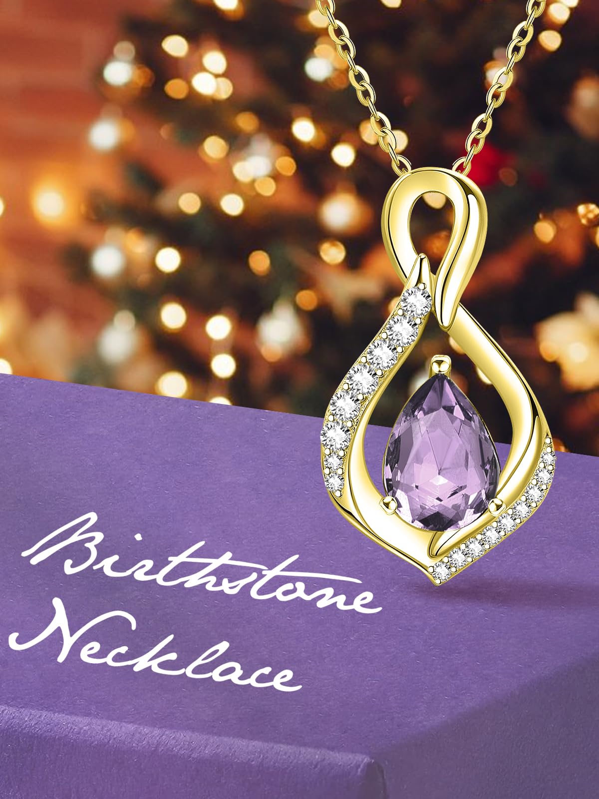 JIYVY32 Alexandrite Infinity Necklace for Women June Birthstone Necklaces 14k Gold Plating Anniversary Birthday Gifts for Wife Her Mom Girlfriend Birthstone Jewelry Gifts for Women