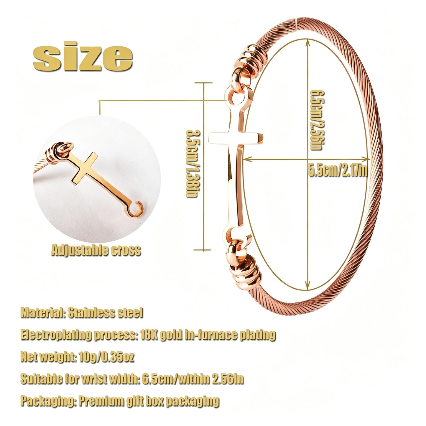 DS Religious Gift for Her Christian Cross Bracelet Bible Verse God is Within Her She Will Not Fall Inspirational Bracelets For Women Stainless Steel Jewelry Gift To Daughter Best Friend (Cross bracelet-Rose Gold 5)