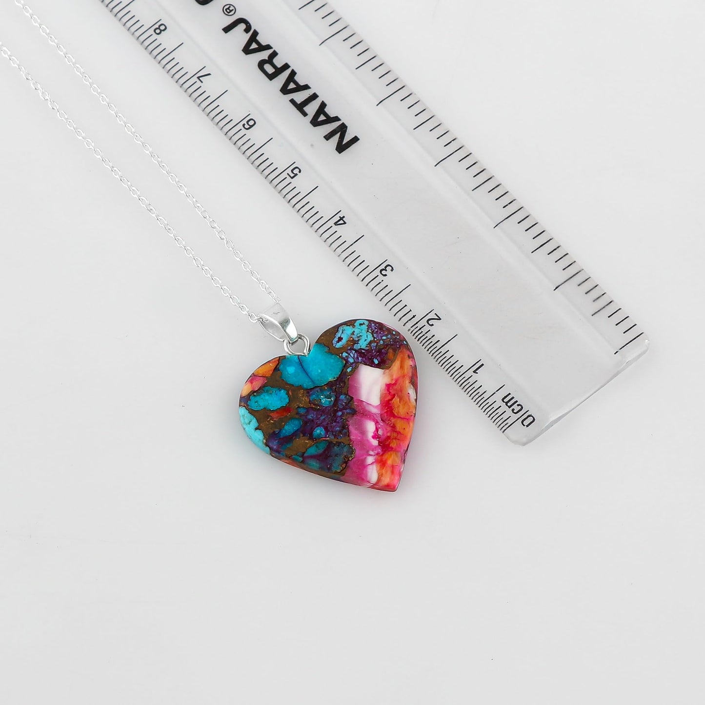 Yashee Natural Turquoise Heart Shape Crystals Pendant Necklace, Chakra Energy Healing Gemstone, Real Crystal, Top Grade, Beautiful Women Simple Jewelry, Dainty Silver Plated Jewelry 18 inch
