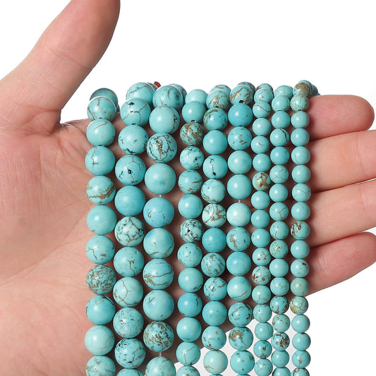 45pcs 8mm Natural Turquoise Gemstone Beads Energy Healing Crystal Round Loose Stone Beads for Jewelry Making, DIY Bracelets Necklaces