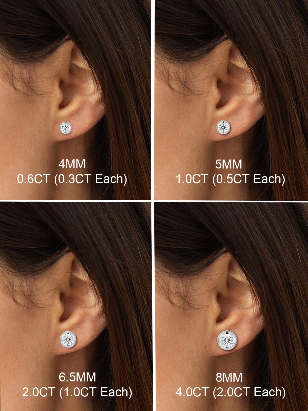 Womens Sparkle Cubic Zirconia Stud Earrings Simple Lightweight Simulated Diamond Earrings 925 Silver Post