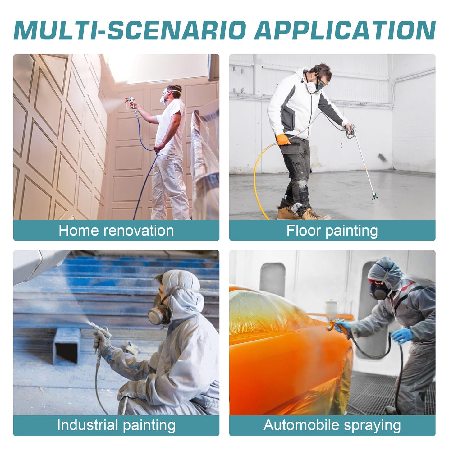 750W Airless Paint Sprayer, 3300 PSI Stand Airless Sprayer, High Efficiency Electric Paint Sprayer for Up to 10 Gallon DIY Painting Projects House Exterior Fence Deck