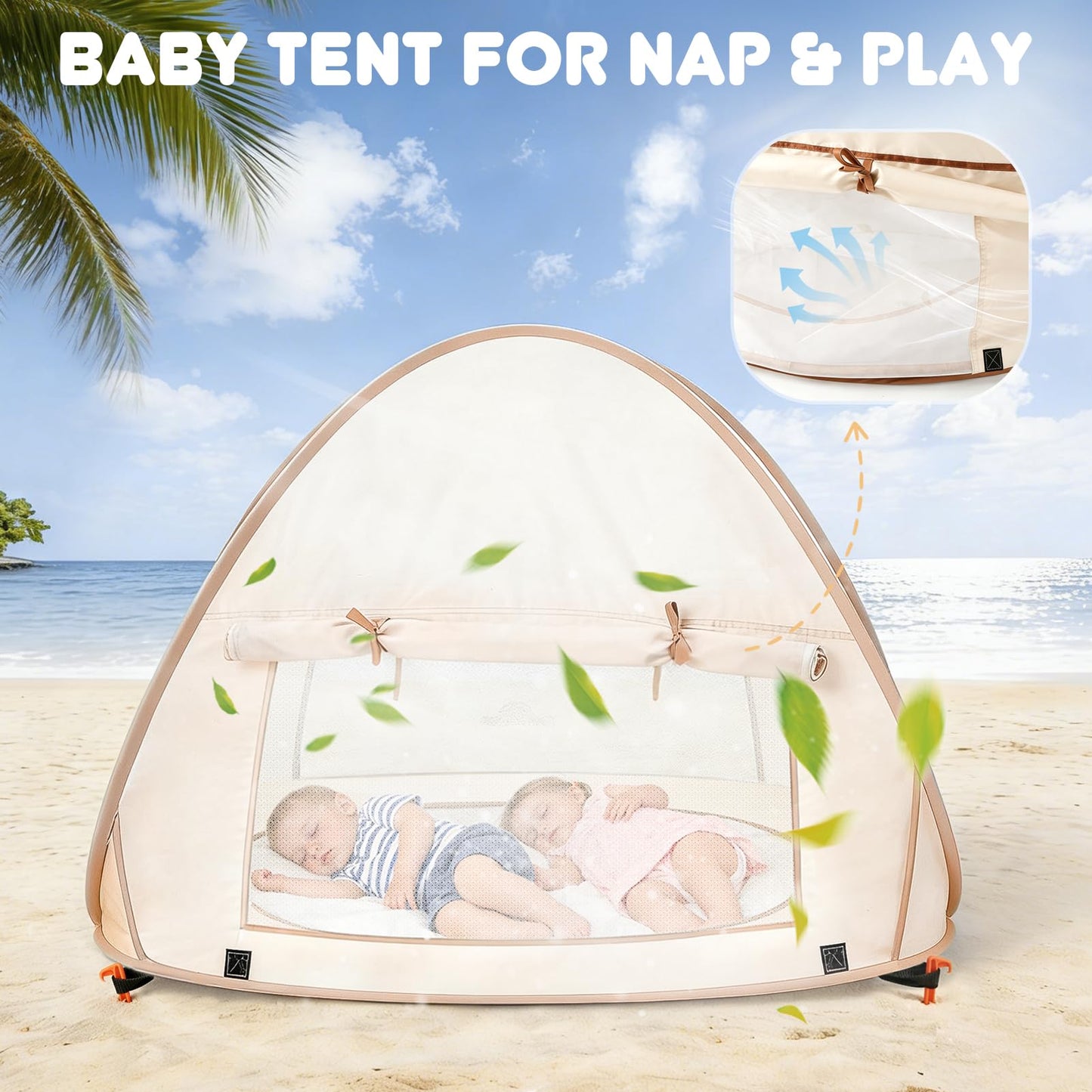 Baby Beach Tent with Pool – Dreamon Pop Up Shelter UV Protection for Infant, Foldable Kids Play Tent with Beach Toys Set and Carry Bag, Summer Outdoor Use Portable Baby Beach Essentials