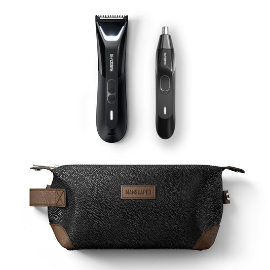 MANSCAPED® The Perfect Duo 5.0 Contains: The Lawn Mower® 5.0 Ultra Electric Groin & Body Hair Trimmer, Weed Whacker® 2.0 Nose & Ear Hair Trimmer, The Shed Toiletry Bag