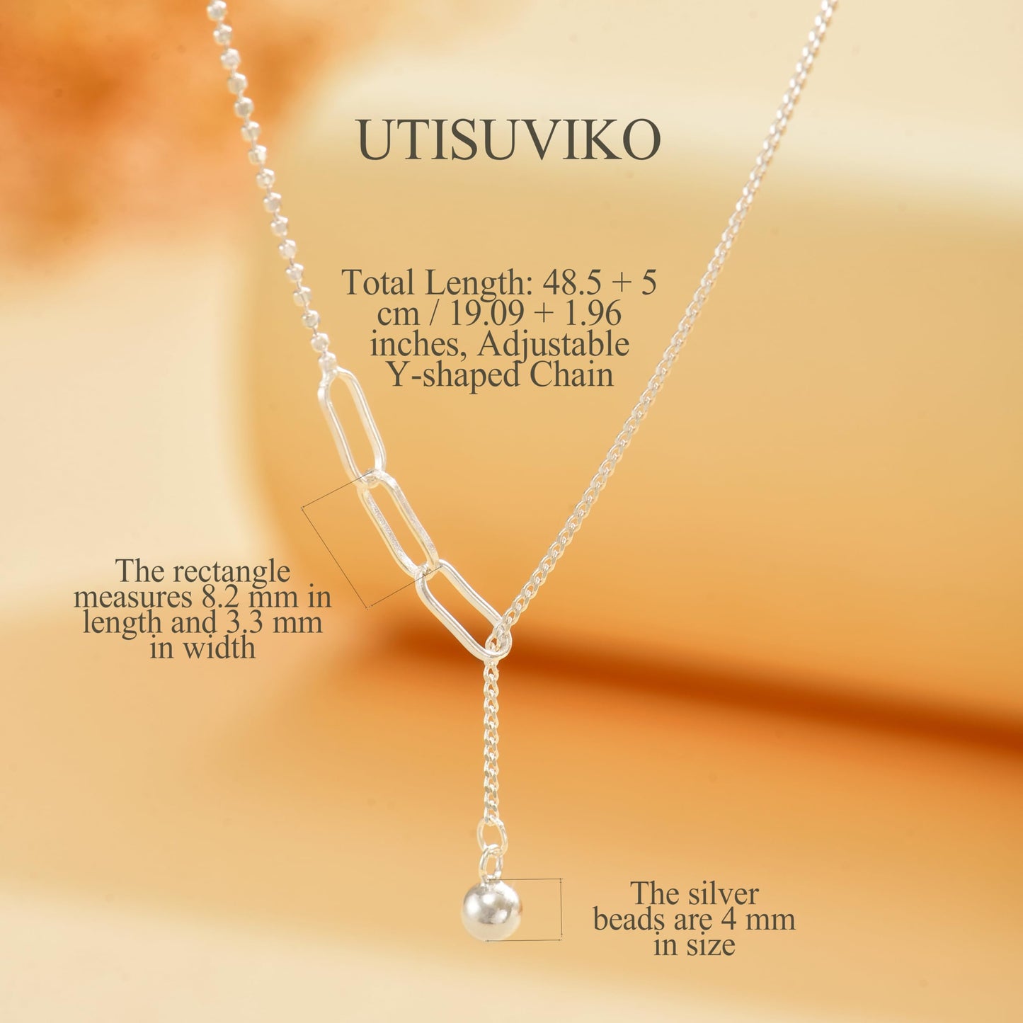 Lariat Necklace for Women,925 Sterling Silver Dainty Y Shaped Bead Necklaces Adjustable Beaded Drop Necklaces Irregular Choker Necklace for Mother Daughter Birthday Mother's Day Jewelry Gifts (Silver)