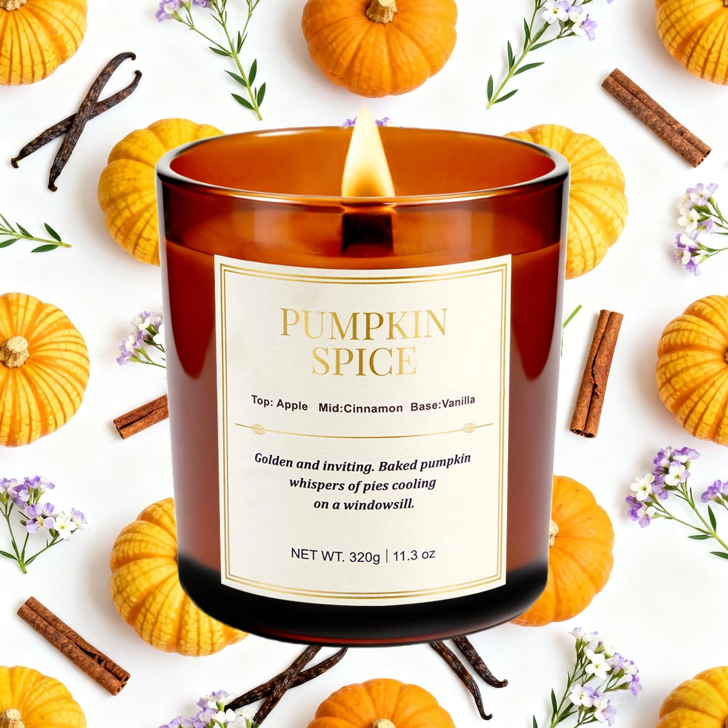 Candle Gift Set –2 Pack Wood Wick Pumpkin Spice Scented Candles,22.6 oz Natural Soy Wax Candles with Gift Box,Long Lasting Autumn Candles for Home Decor,Gifts for Women