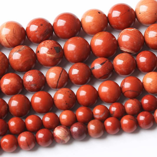 48PCS 8MM Red Jasper Stone Beads Round Loose Beads for Jewelry Making DIY Energy Stone Healing Power Bracelet 15in