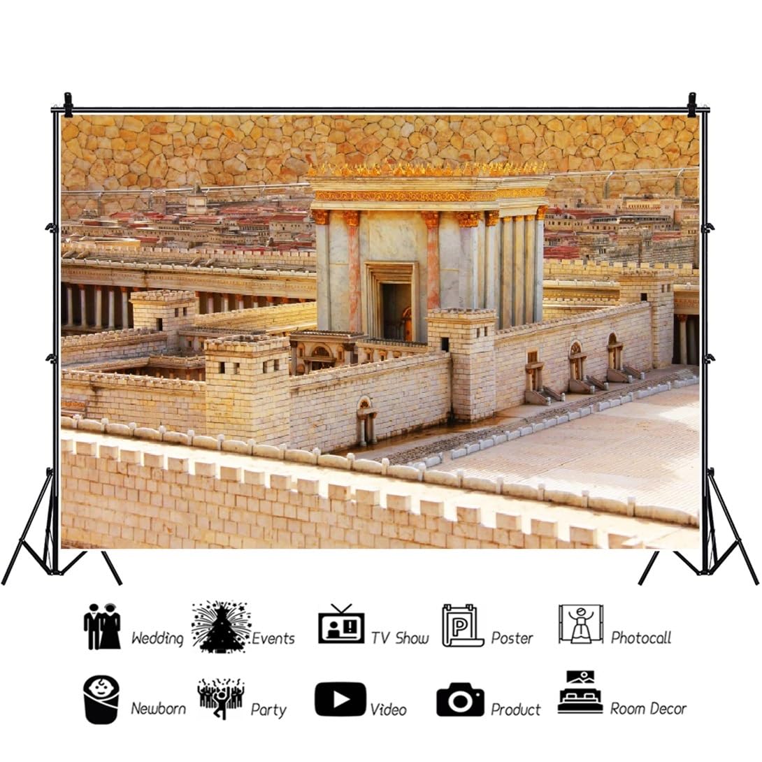 15x8ft Ancient Old City Battlement Scenery Backdrop Ancient Jerusalem Second Temple Photography Background The Holy Land Holiday Tour Landmark Wallpaper Adults Kids Portrait Photo Booth Banner Props