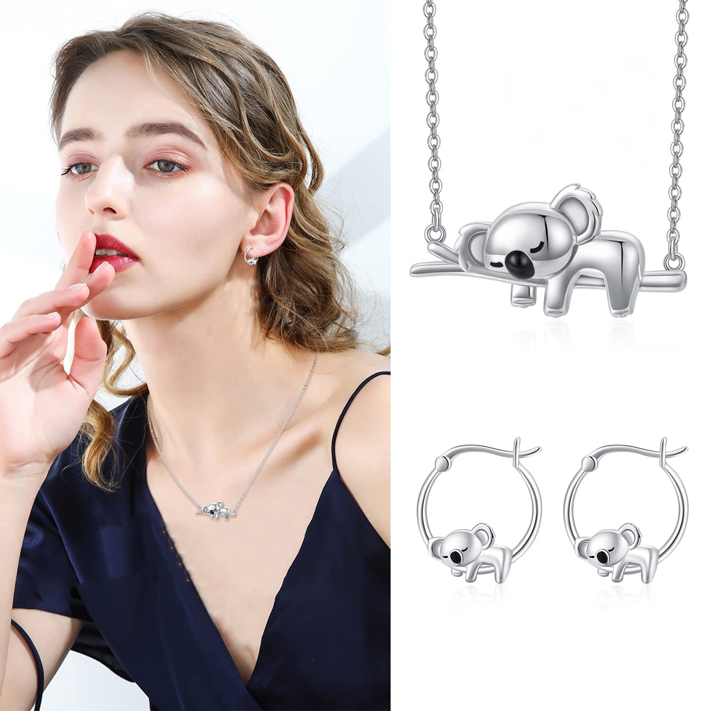 Koala Hoop Earrings for Women Girls Sterling Silver Small Animal Huggie Hoop Earrings for Sensitive Ears Koala Jewelry Graduation Gifts for Daughter Her