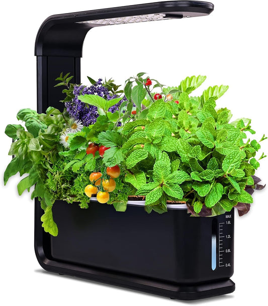 Elevon Hydroponic Growing System, 12-Pod Indoor Garden with LED Grow Light & Height-Adjustable Stand, Quiet Smart Pump Germination Kit, Fresh Harvest Hydroponic Planter for Herbs/Vegetables, Black