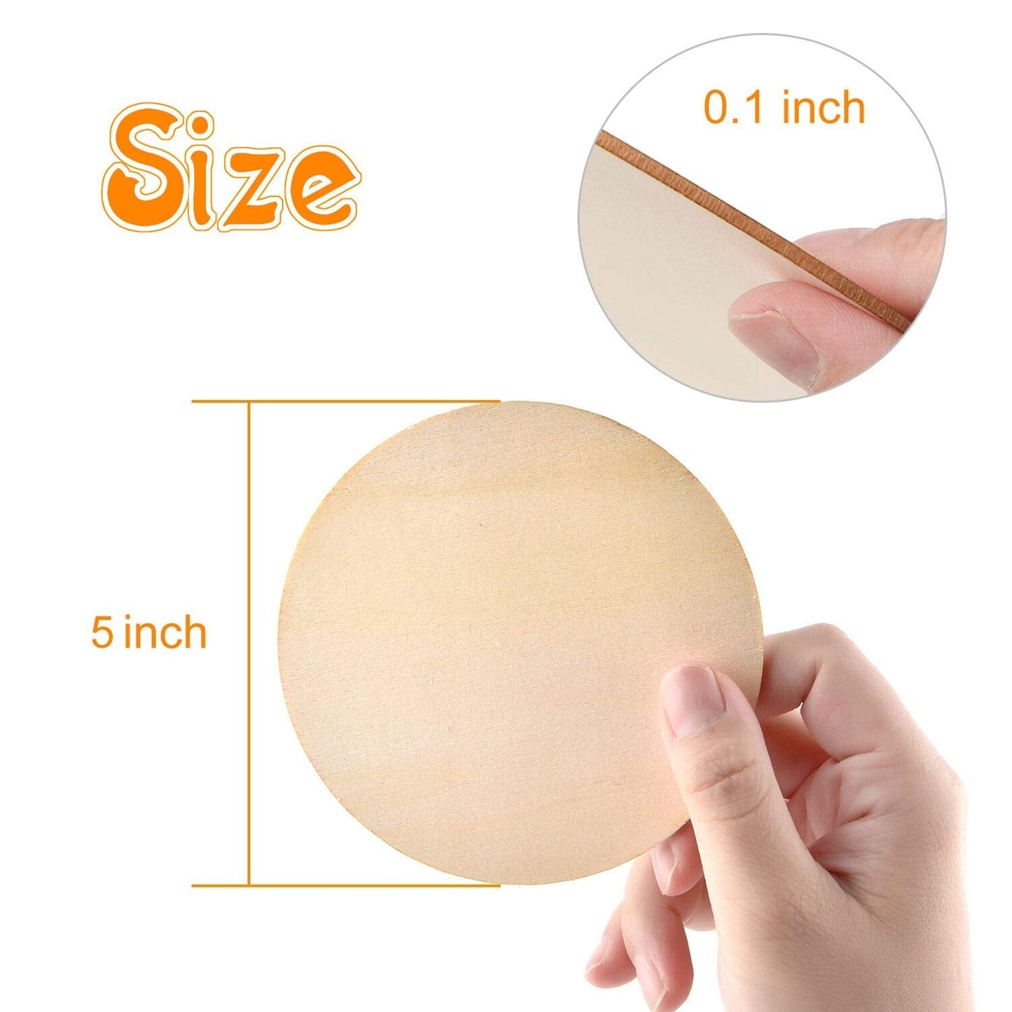 60 Pieces 5 Inch Unfinished Wooden Circles Blank Natural Round Wood Slices Wooden Cutout Tiles for DIY Crafts Home Decoration Painting Staining