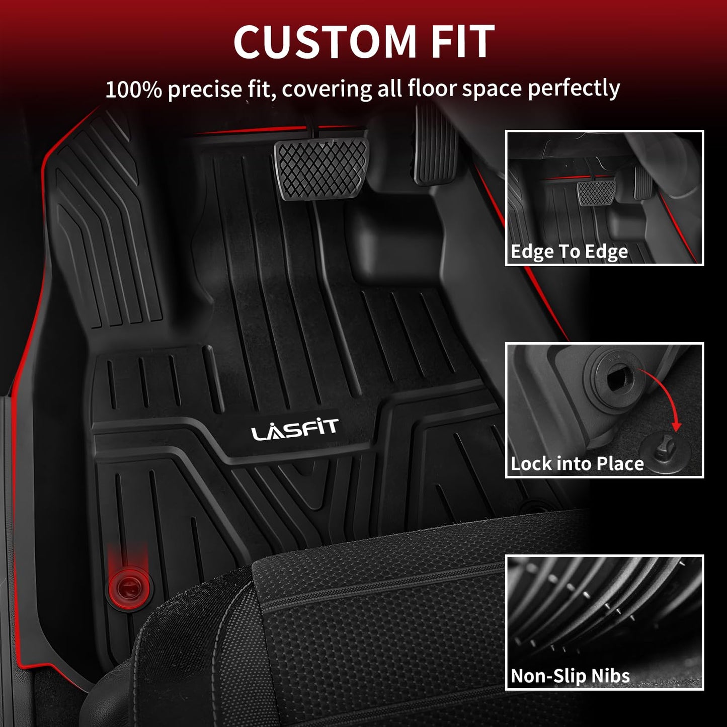 LASFIT Floor Mats & Trunk Mat with Backrest Mat for Honda Pilot 2023-2025 2026, Split & One-Piece Foldable Seating All Weather TPE Floor Liners 1st & 2nd & 3rd Row & Cargo Mat with Seatback Mat, Black