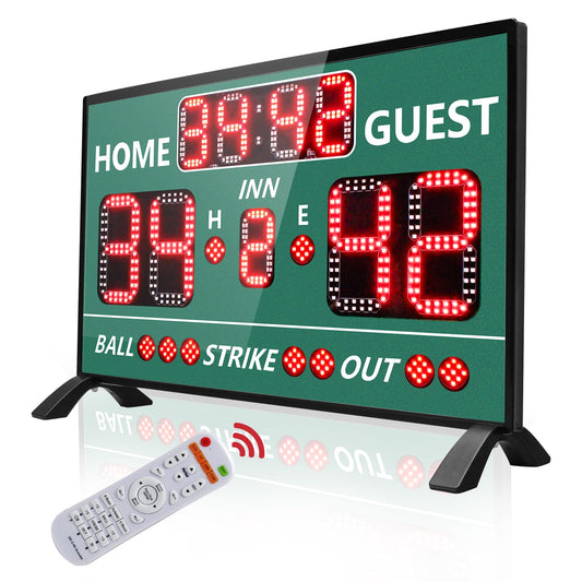 YZ Digital Baseball Scoreboard with Timer Clock, LED Outdoor Electronic Softball Scoreboard, Digital Scoreboard with Remote, Portable Baseball Scoreboard, Score Keeper with Inning/Ball/Strike/Out