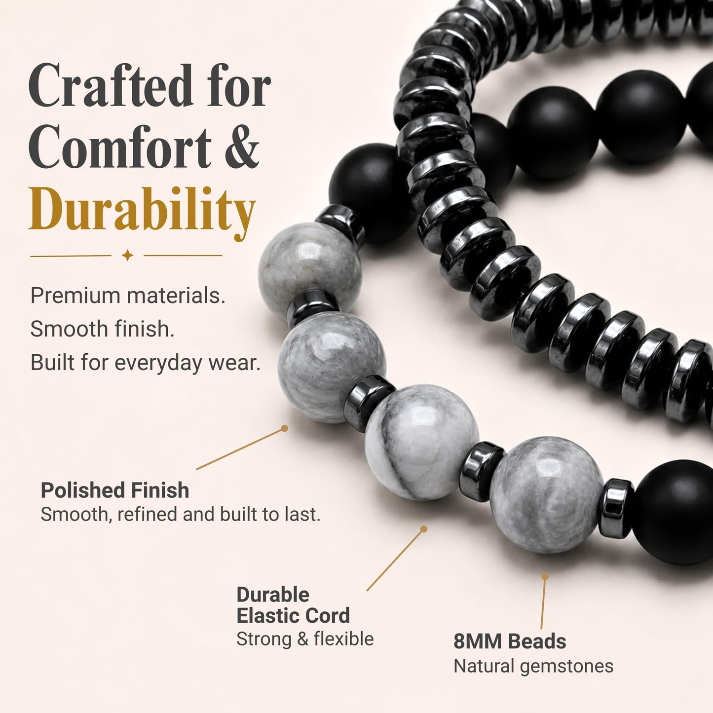 WestLuna Magnetic Bracelets for Women, Magnetic Hematite Bracelet with Black Obsidian, Map Stone. Healing Stone Bracelets for Women Men Lymph Drainage Slimming Energy Bracelet Set (Map Stone, Small)