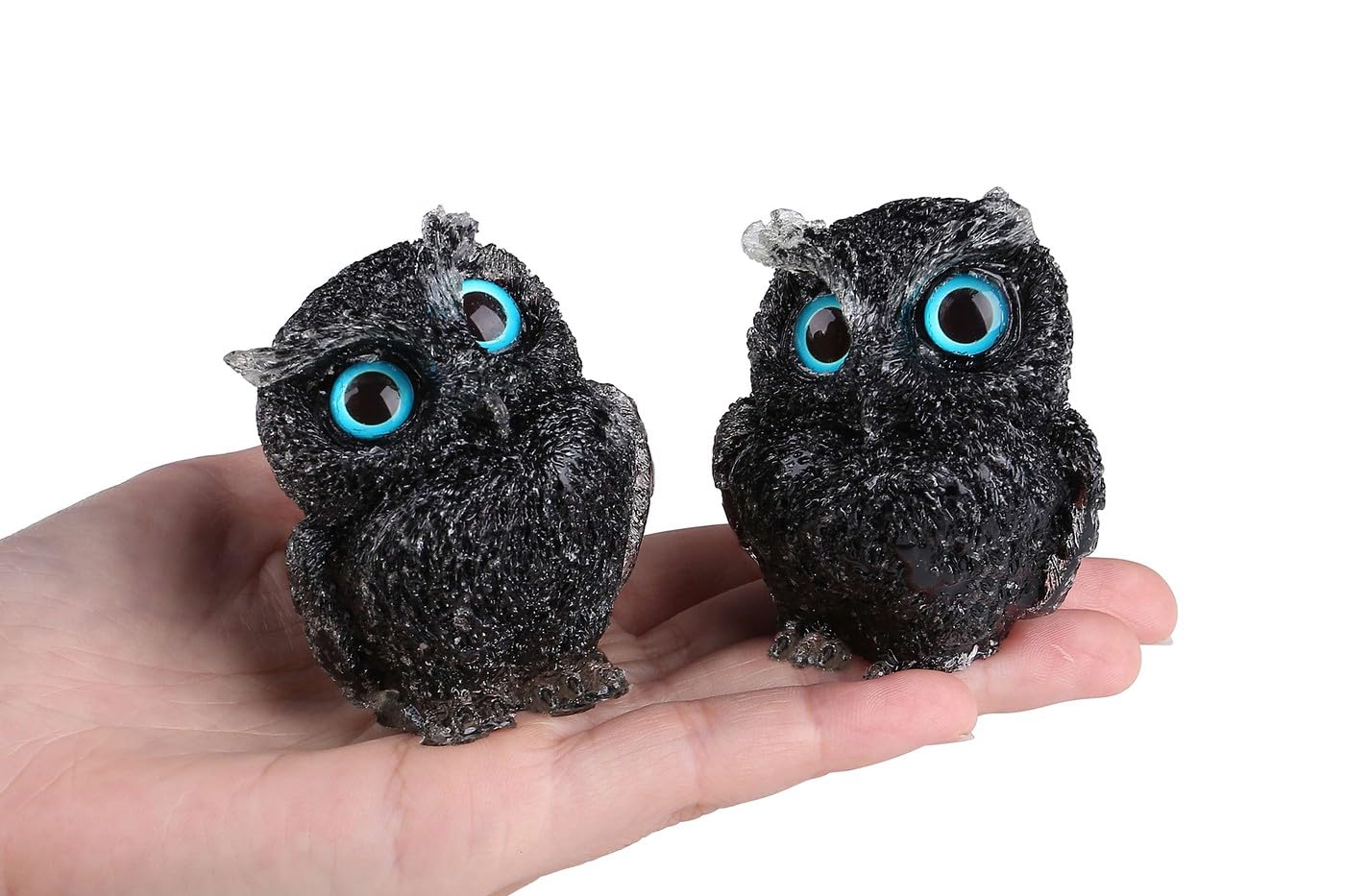 LAIDANLA Black Obsidian 2.4" Owl Statue Natural Healing Crystal Cute Owl Animal Figurine Pocket Sculpture Reiki Spiritual Energy Gemstone Home Office Room Desk Decor Gifts for Women Men