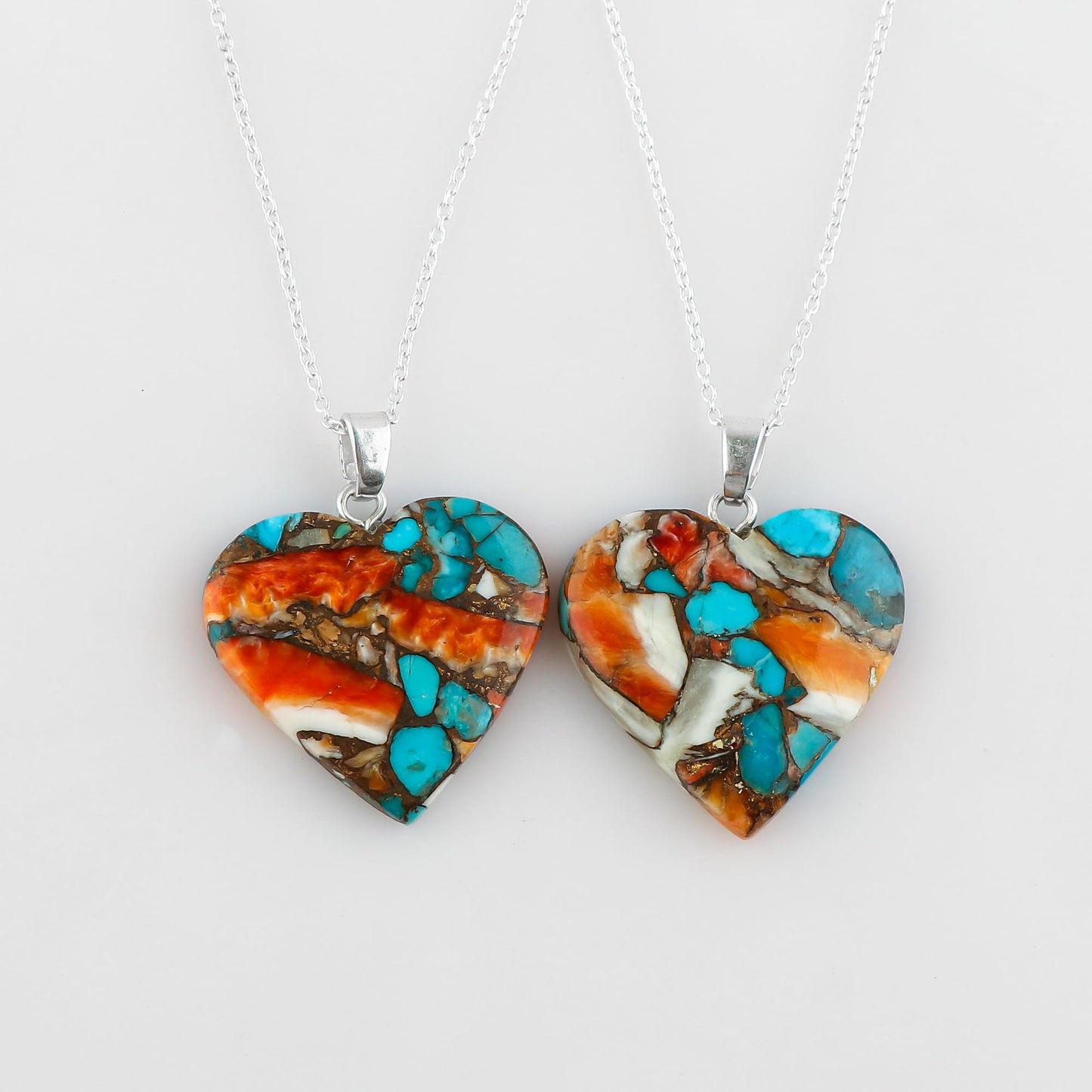 Yashee Natural Oyster Turquoise Heart Shape Crystals Pendant Necklace, Chakra Energy Healing Gemstone, Real Crystal, Top Grade, Beautiful Women Simple Jewelry, Dainty Silver Plated Jewelry 18 inch