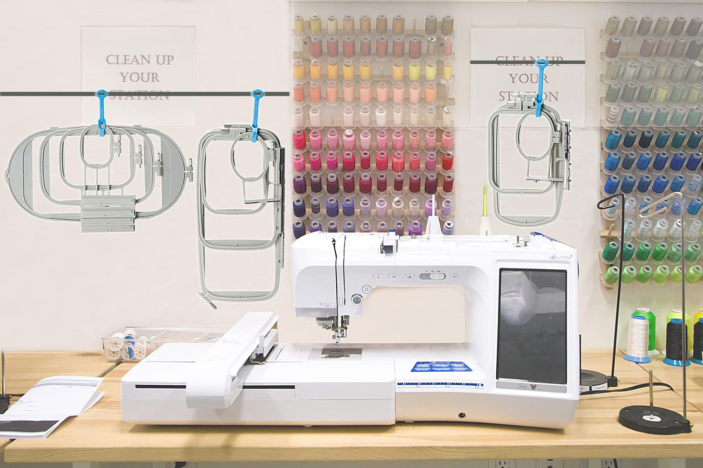 New brothread Embroidery Machine Hoop 4 in 1 Set(SA442+SA443+SA444+SA445) Compatible with Brother PE900 SE2000 PE800 SE1900 SE1950 PE780D 770 700 750D SE1800 Innovis1250D Babylock Accord Emore Ellure