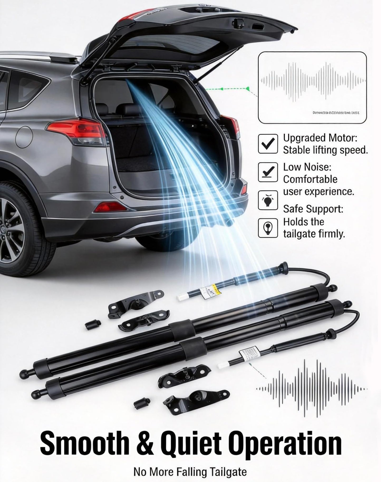 Flecto Power Liftgate Actuator Compatible with Toyota RAV4 2013-2018, Rear Hatch Lift Support Struts Tailgate Shock Assembly Replace 6892009010 6891009010 Left & Right Pair
