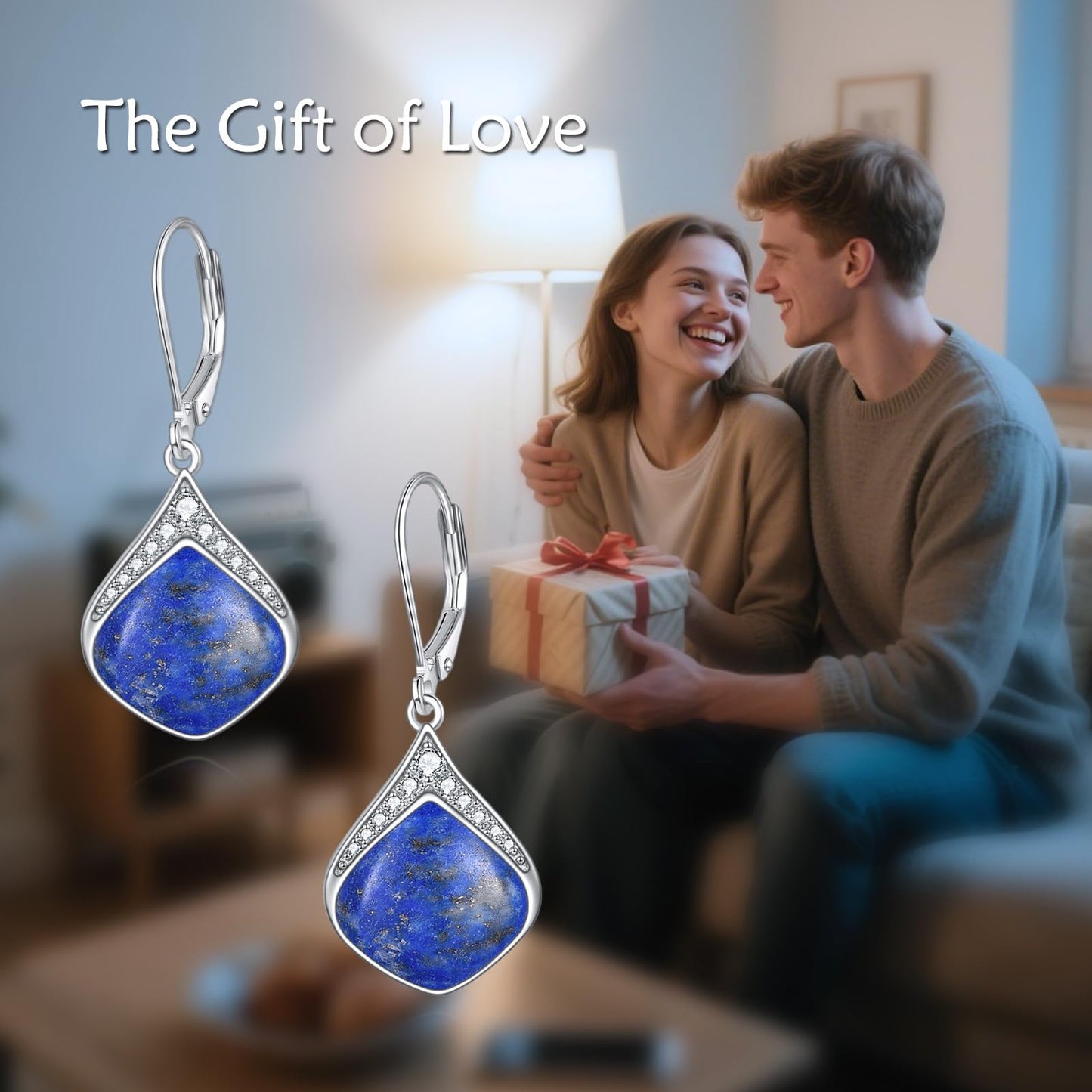Lapis Lazuli Teardrop Earrings for Women Sterling Silver Cubic Zirconia Teardrop Drop cubic Zirconia Dangle Earrings Jewelry Christmas Gifts for Women