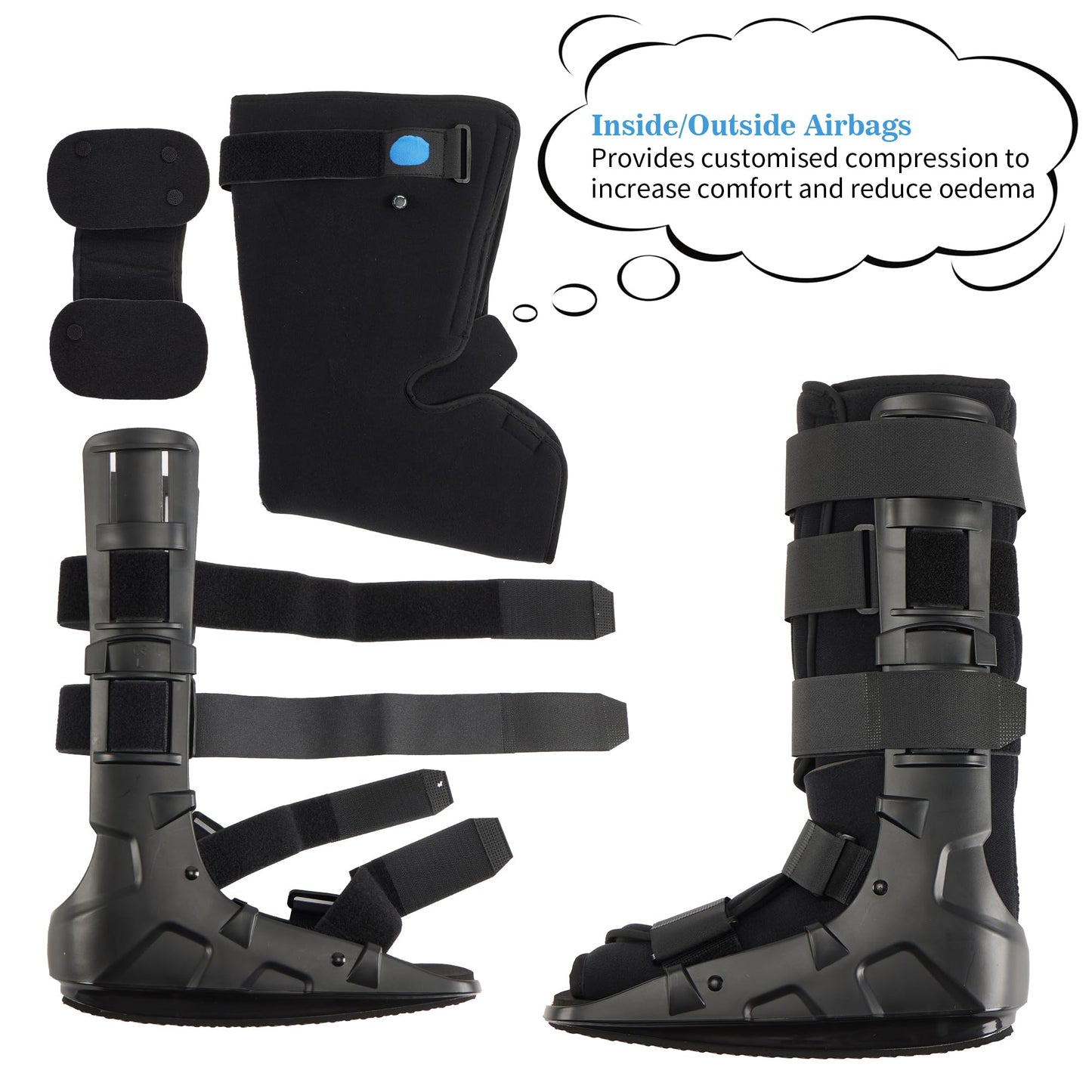 Medibot Air Cam Walker Tall Fracture Boot, Medical Recovery Walking Boot for Broken Foot, Sprained Ankle, Fractures, Adjustable Air Bladders, Universal Fit for Men & Women, Left or Right Foot(Medium)