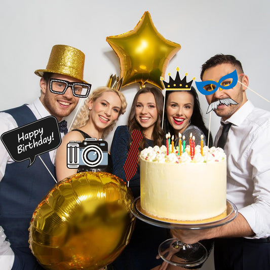 35pcs Insta-Themed Social Media Party Selfie Photo Booth Props with Speech Bubble DIY Photo Props for Birthday, Graduation, Festivals, Anniversary, Wedding Event Decoration Party Supplies