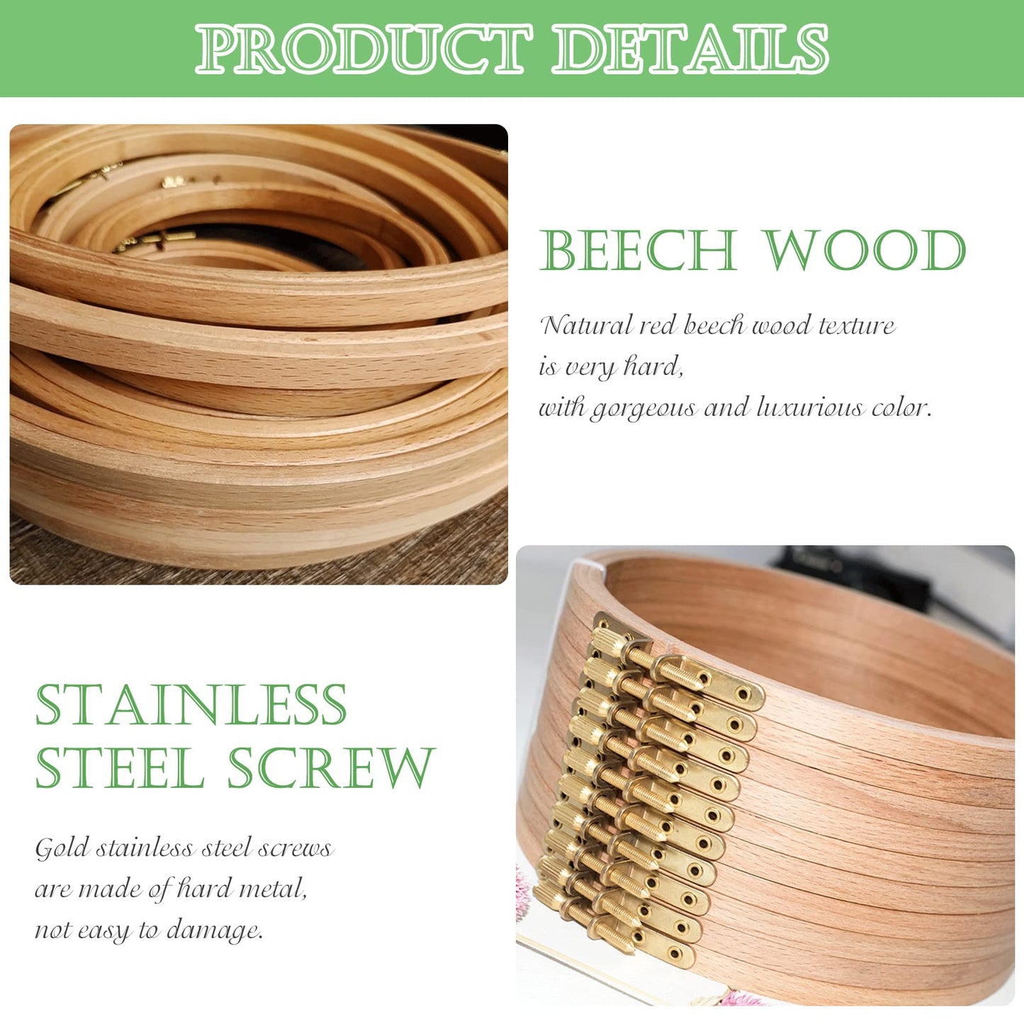 ZOCONE 6 PCS Beech Wood Embroidery Hoops, Wood Circle Hoop Ring Cross Stitch Hoop for Embroidery, Cross Stitch, Needlework, Art Craft Handy Sewing and Christmas Decoration (Size-6")