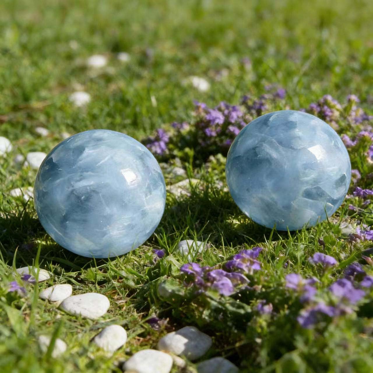 AierCrystal Natural Stone Healing Crystal Sphere Feng Shui Decor Positive Energy Tool for Wealth Meditation Protection Spiritual Space Diameter 4-5cm Celestite Sphere