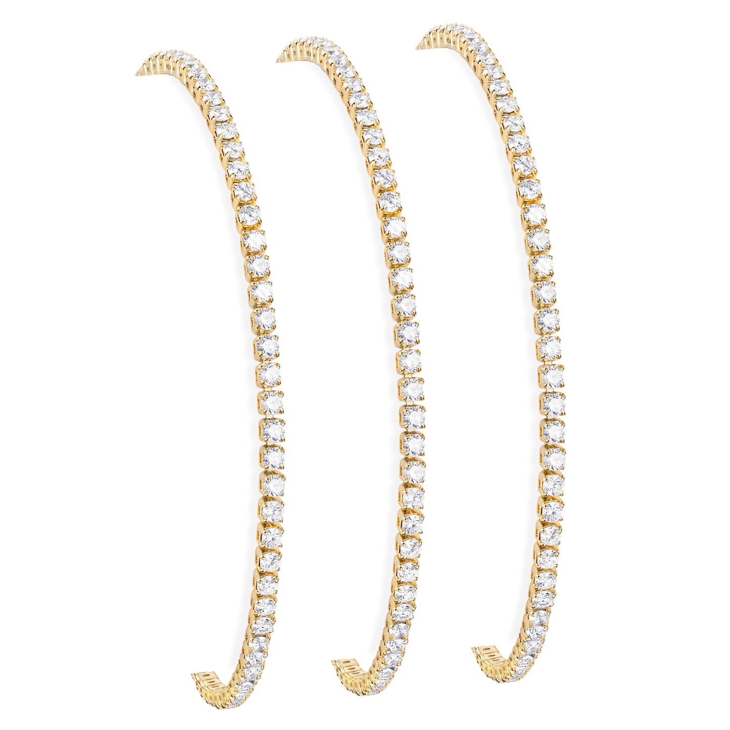 Dainty 2mm Gold Tennis Bracelet Set for Women, 14K Gold Plated Triple Stackable Zirconia Bracelets, Minimalist Professional Jewelry for Business Casual Office Wear, 3-Piece Sparkle Wrist Set