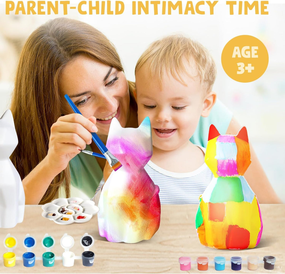 Goody King Paint Your Own Cat Lamp Kit, 2PCS DIY Cat Crafts Night Light, Easter Basket Stuffers, Arts & Crafts for Kids Ages 8-12, Painting Kit for Kids, Easter Birthday Gifts for Kids Ages 4 5 6 7 8+