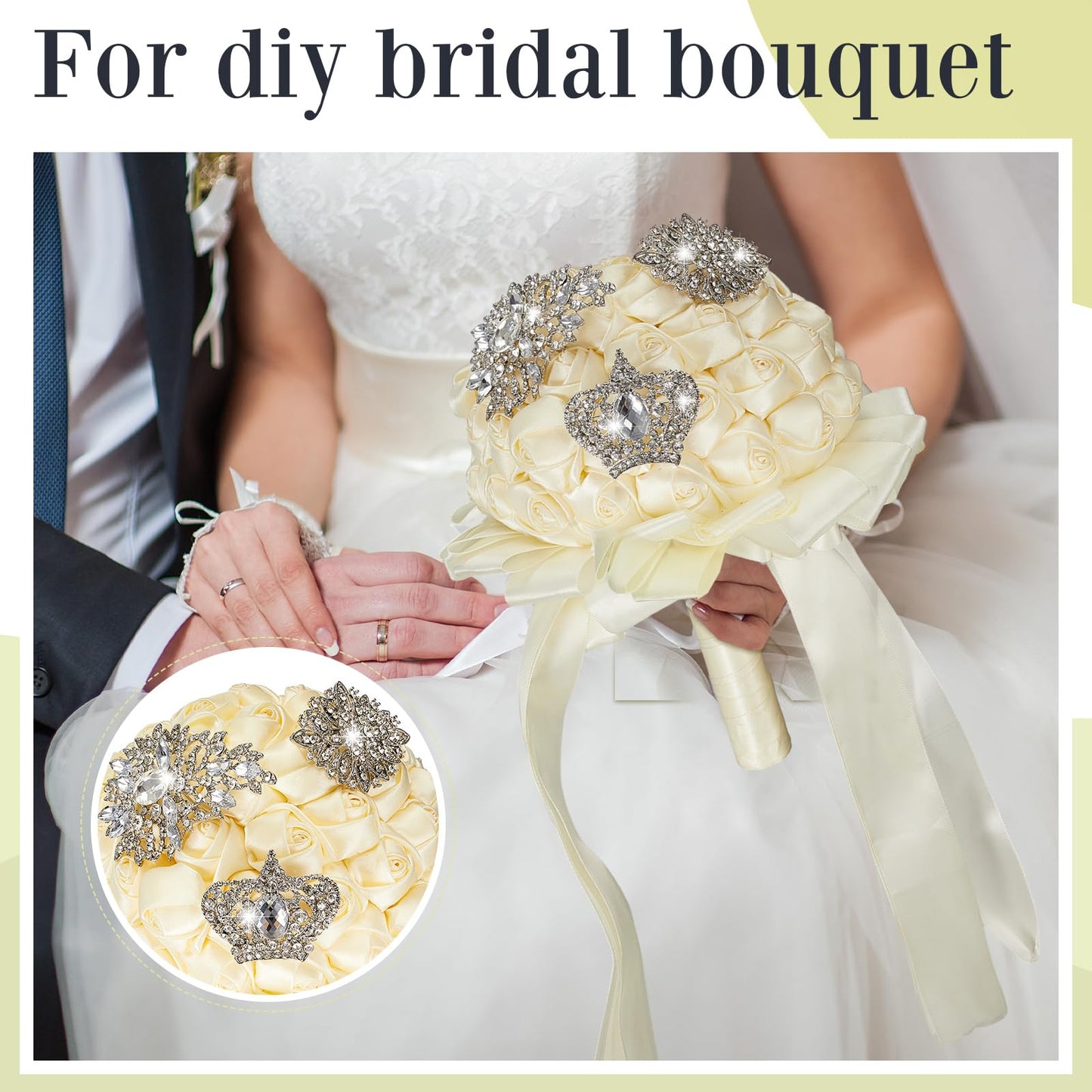 Ecally 4 Pcs Flower Brooch Pins for Women, Crystal Pearl Brooch and Pins for Dress, Coat, Shawl – Gift for Mother，Wedding (Bling)