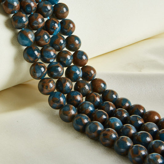 35pcs 10mm Natural Lake Blue Cloisonne Beads Gemstone Beads Round Loose Beads for Jewelry Making