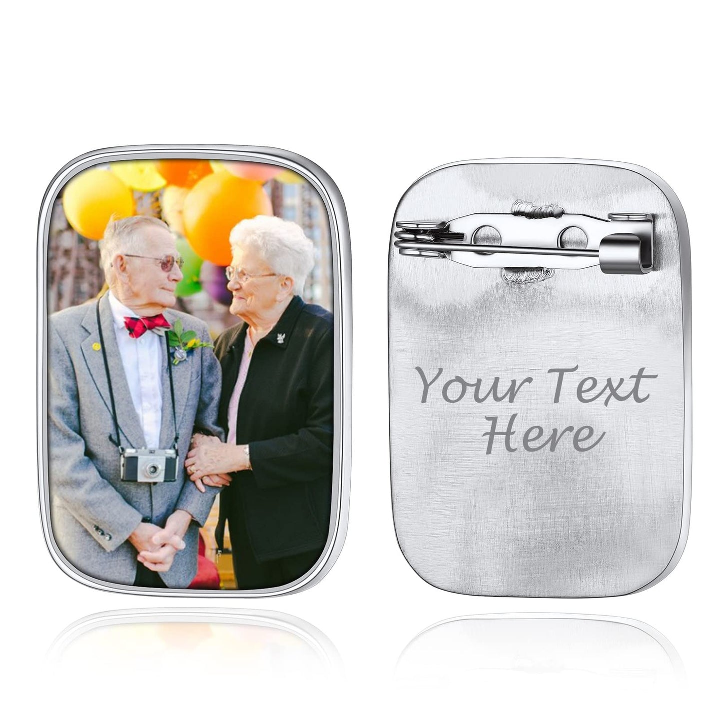 Custom4U Personalized Photo Brooch Pin Frame Picture Pins Customized Wedding Bouquet Charm Memorial Boutonniere Pin Memorial Gift for Women Men