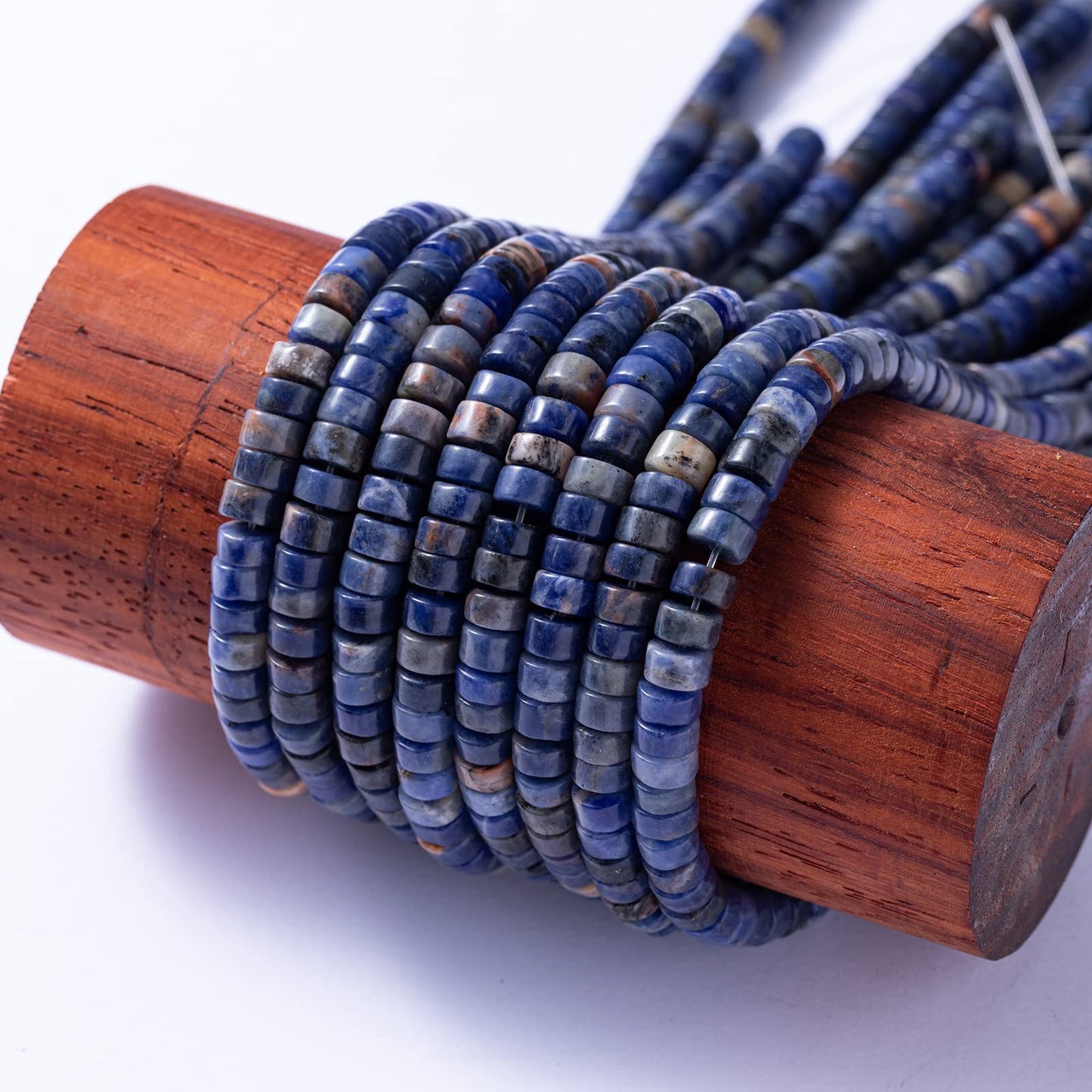 Natural Blue Sodalite Stone Spacer Beads 6x3mm 38cm/str Flat Round Loose Semi Gemstone Caps for Making Bracelets Necklace