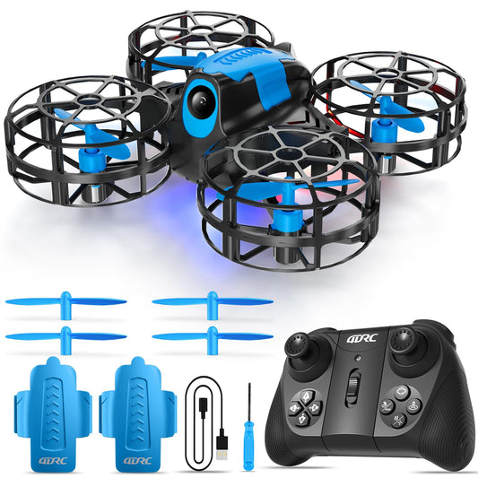 4DRC V18 Mini Drone for Kids Beginners, RC Quadcopter with 2 Control Modes, Headless Mode, Altitude Hold, Auto Hover, 3 Speeds, 3D Flips, LED Lights, 2 Batteries, Gift Toy for Boys