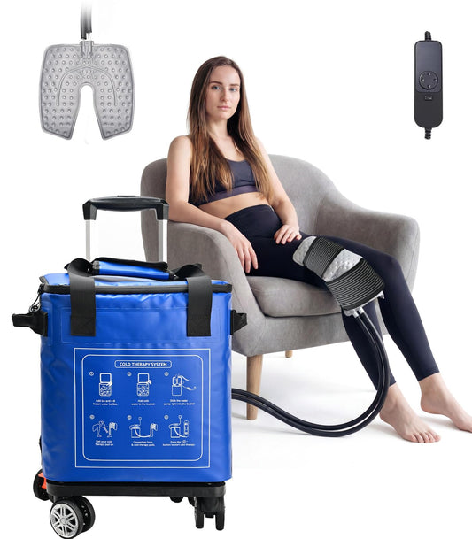Ice Machine for Knee After Surgery 19qt, Portable Cold Therapy Machine Knee Replacement Recovery, Pain Relief Cryotherapy System with Timer, Compression Pad fits Shoulder Hip Ankle