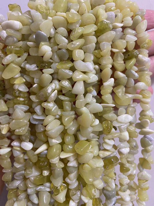 PLTbeads 7-8mm Natural Lemon Jade Gemstone Chips Beads Healing Crystals Waist Bracelets Necklace Kit Irregular Stone DIY Crafts Design Jewelry Making