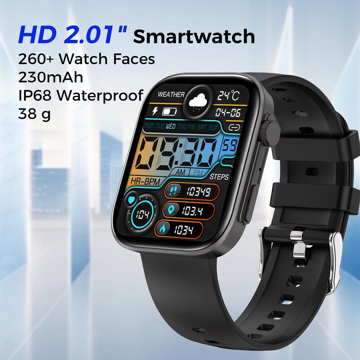 Smart Watches for Men Women, Make/Answer Calls, 2.01" HD Screen with 260+ Watch Faces, Heart Rate/SpO2/Sleep Monitor, 123 Sports Modes, Long Battery Life Fitness Watch Compatible with iPhone Android