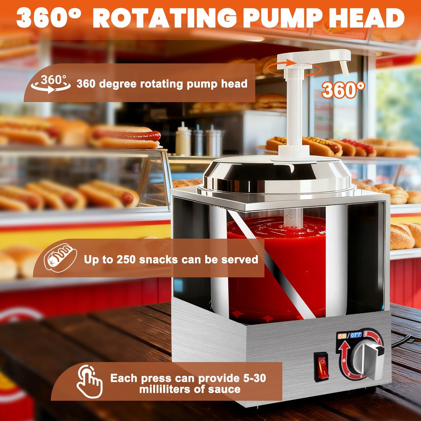 Nacho Cheese Dispenser 4.7Qt Nacho Cheese Warmer Commercial Hot Fudge Dispenser for for Cheese Caramel, with 2 Pumps and 8 Stickers