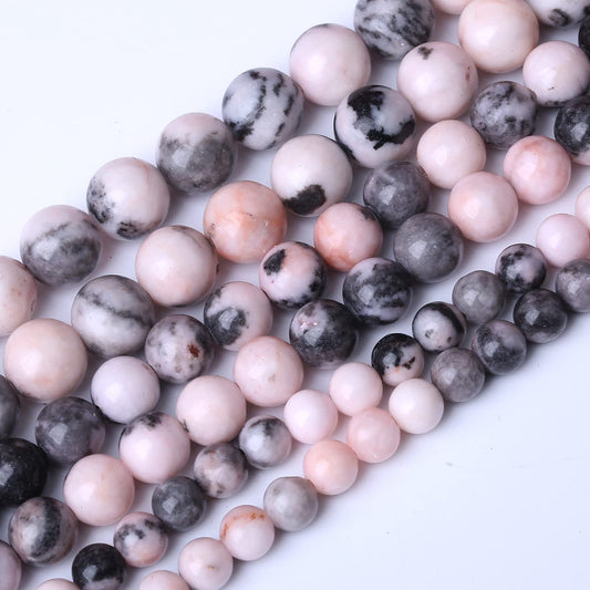 45PCS 8MM Natural Pink Zebra Jaspers Beads Round Loose Stone Beads for Jewelry Making DIY Energy Stone Healing Power Bracelet 15"