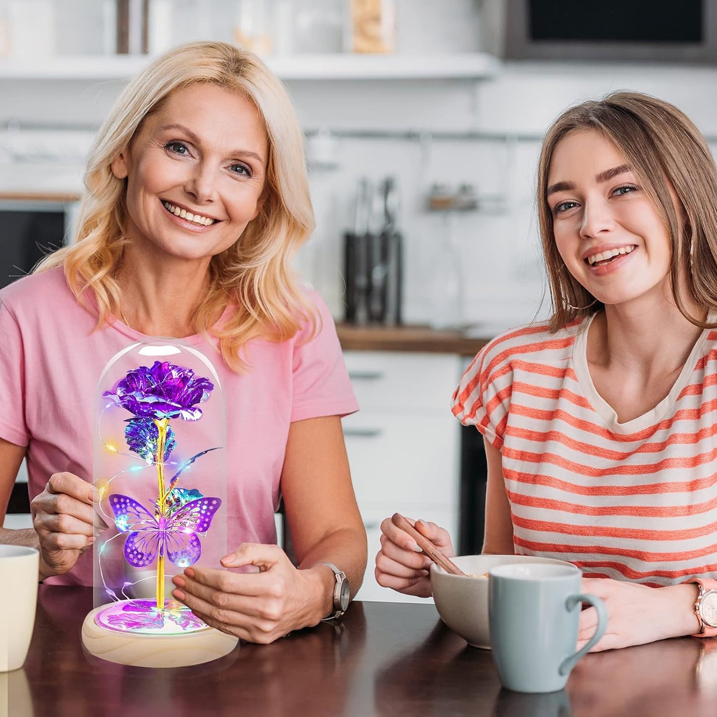 QUNPON Mothers Day Rose Gifts for Mom Flowers Rose Gifts for Women,Birthday Gifts for Women,Purple Butterfly Flowers for Mother Day Flower Gifts from Daughter Son,Gift for Mom,Sister,Her,Grandma,Wife