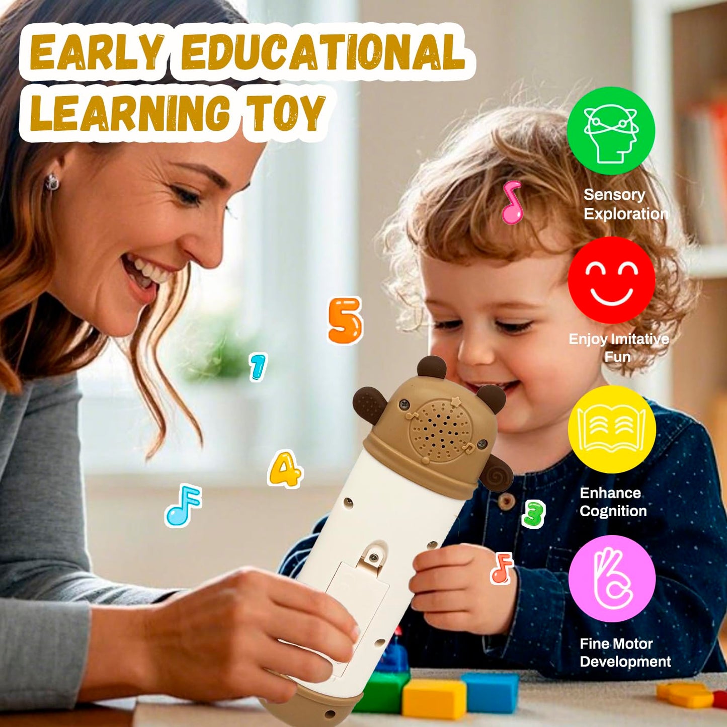 Baby Remote Control Toy with Music and Light - On The Go Remote - Toddler Early Education Learning Toys & Gifts for Boys & Girls Ages 18 Months+ (Bear)