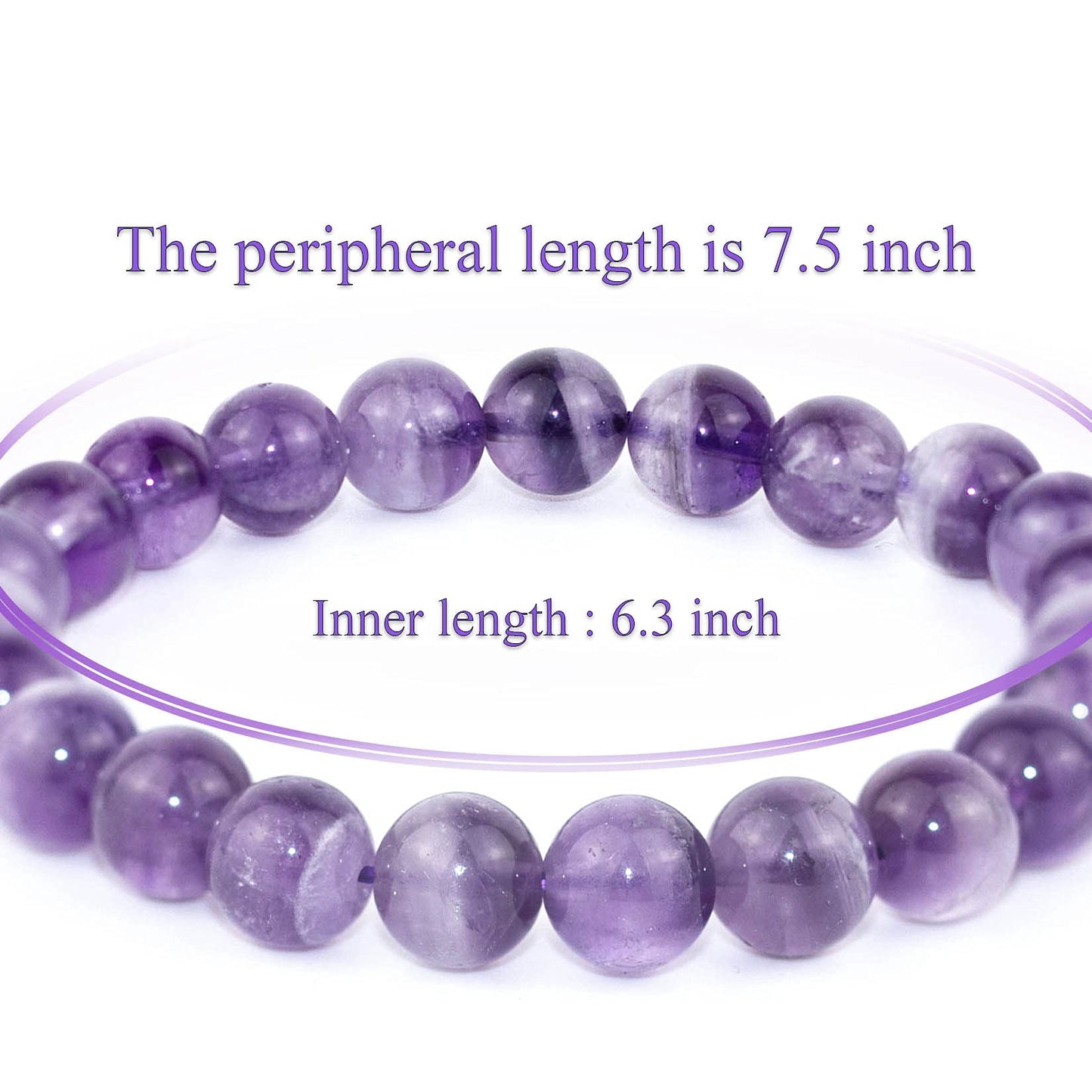 DAZCOLO 8mm Natural Gemstone Stretch Bracelet, Handmade Unisex Crystal Bracelets for Meditation, Yoga, Spiritual Healing & Positive Energy (Dog Teeth Amethyst)