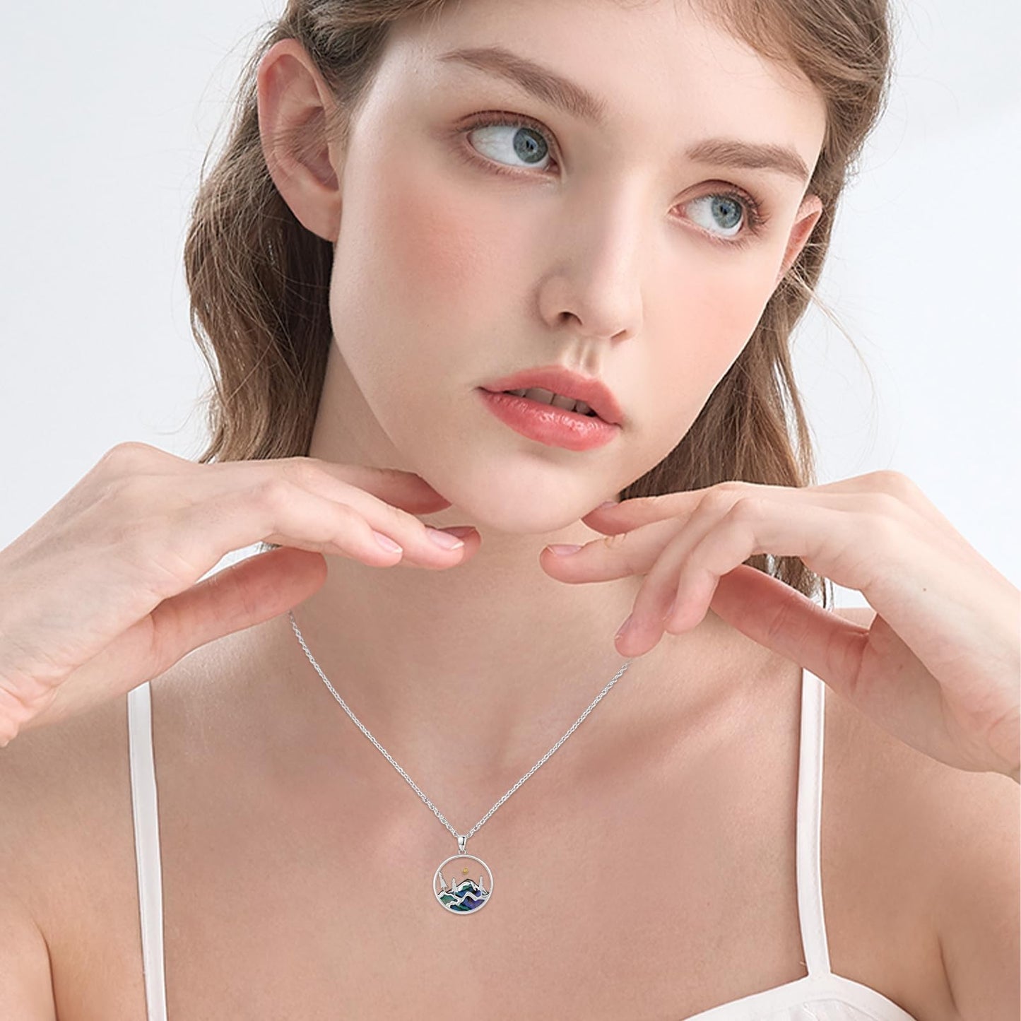 Suiknsn Mountain Necklace 925 Sterling Silver Faith Mustard Seed Pendant Necklace Outdoor Hiking Jewelry Gifts for Women Girlfriend