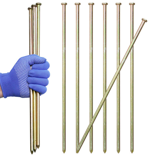 EISENSP 10 Pcs 16 Inch Landscape Stakes, Heavy Duty Galvanized Rebar Stakes for Paver Edging, Weed Barrier, Floor Covering, Artificial Turf, Camping Tent and More