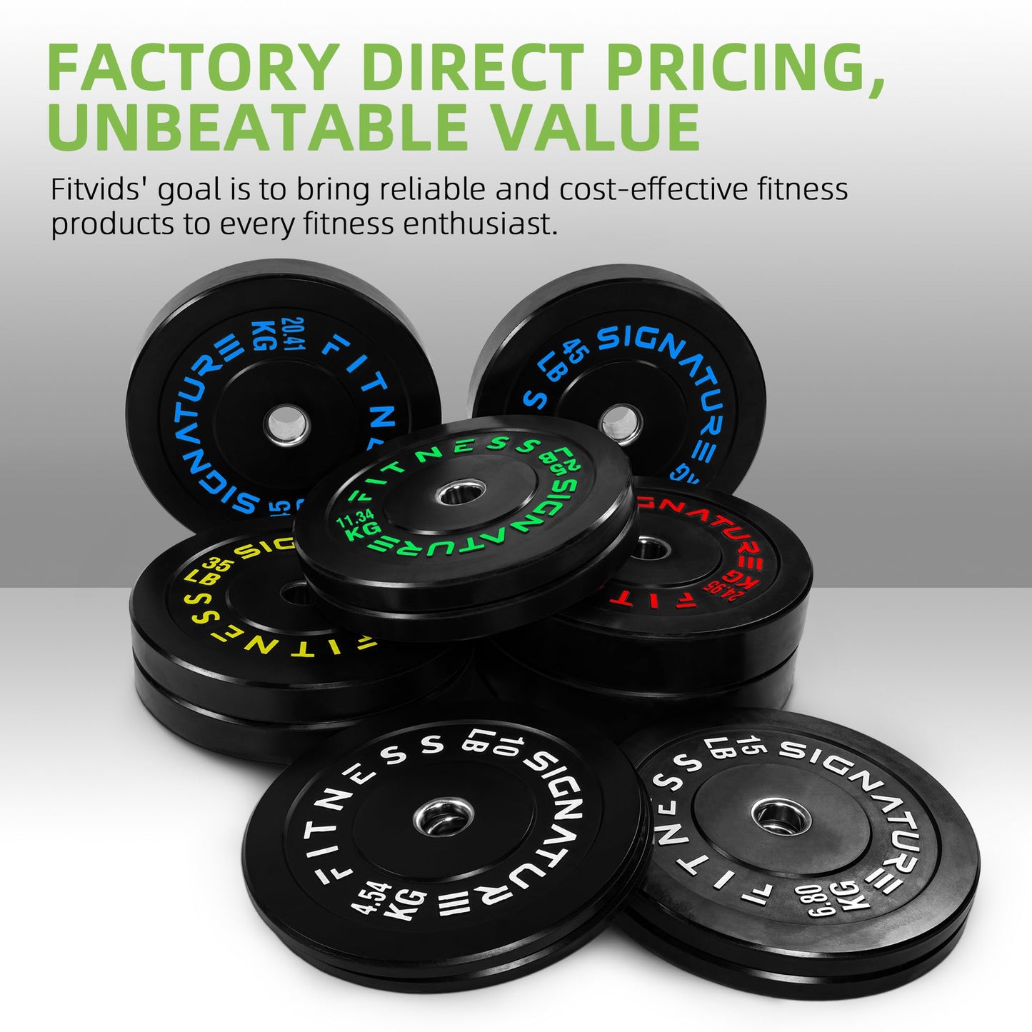 Fitvids 2-Inch Olympic Bumper Weight Plates Including 160 LB Weight Plates & 7FT Olympic Barbell Bar, Colored